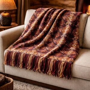 Pendleton Wool Blanket Southwestern Aztec Fringe Made In USA 58x60 Vintage 90s